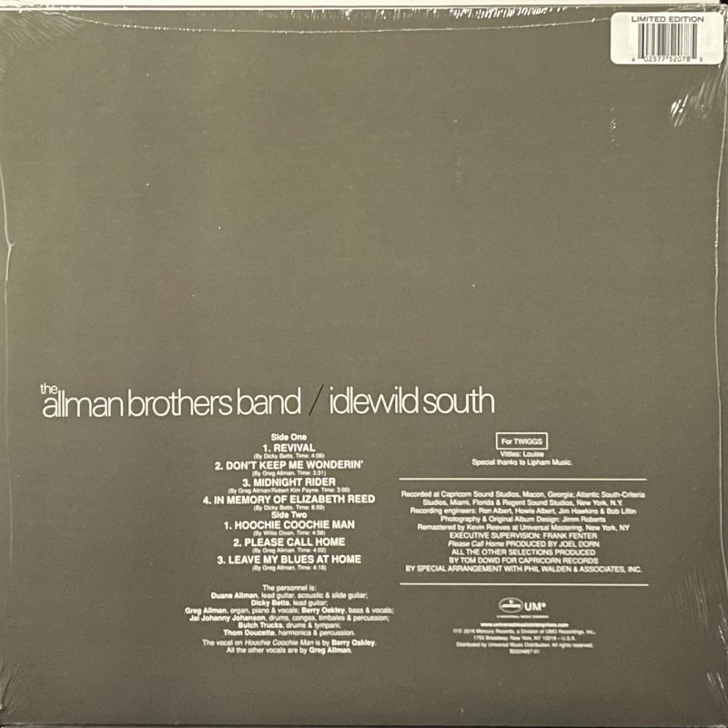 Allman Brothers - Idlewild South (Silver Limited Edition)