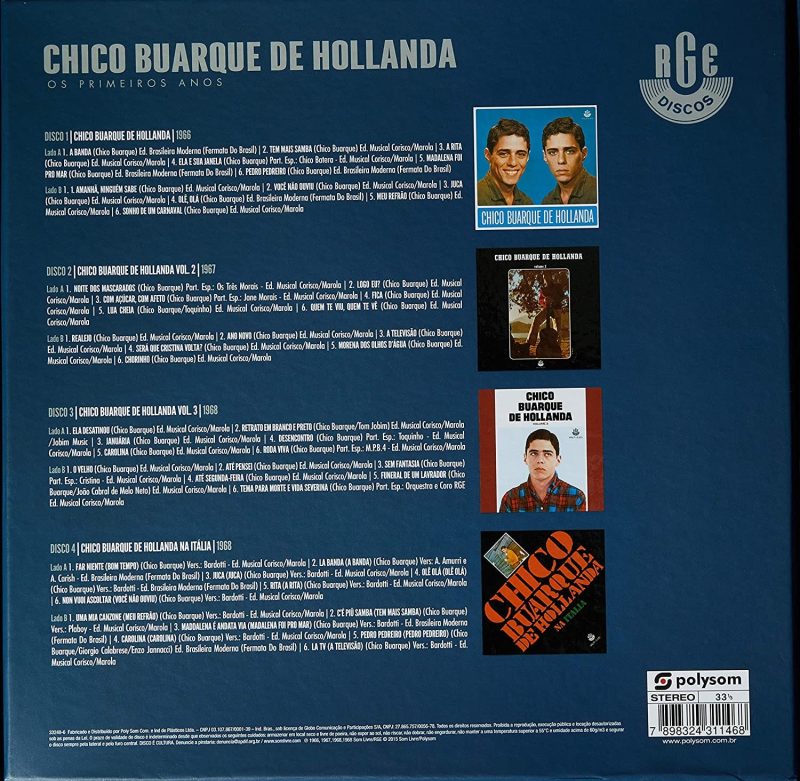 Chico Buarque de Hollanda - Os Primeiros Anos 1966 a 1968 (Box 4 LP's)