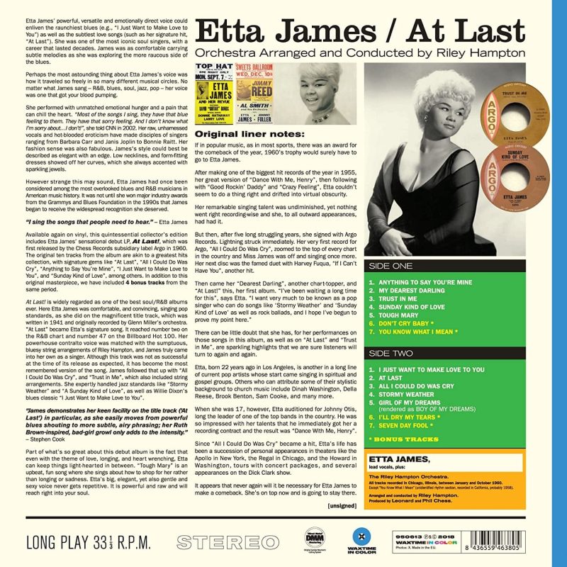 Etta James - At Last! (Blue Vinyl)