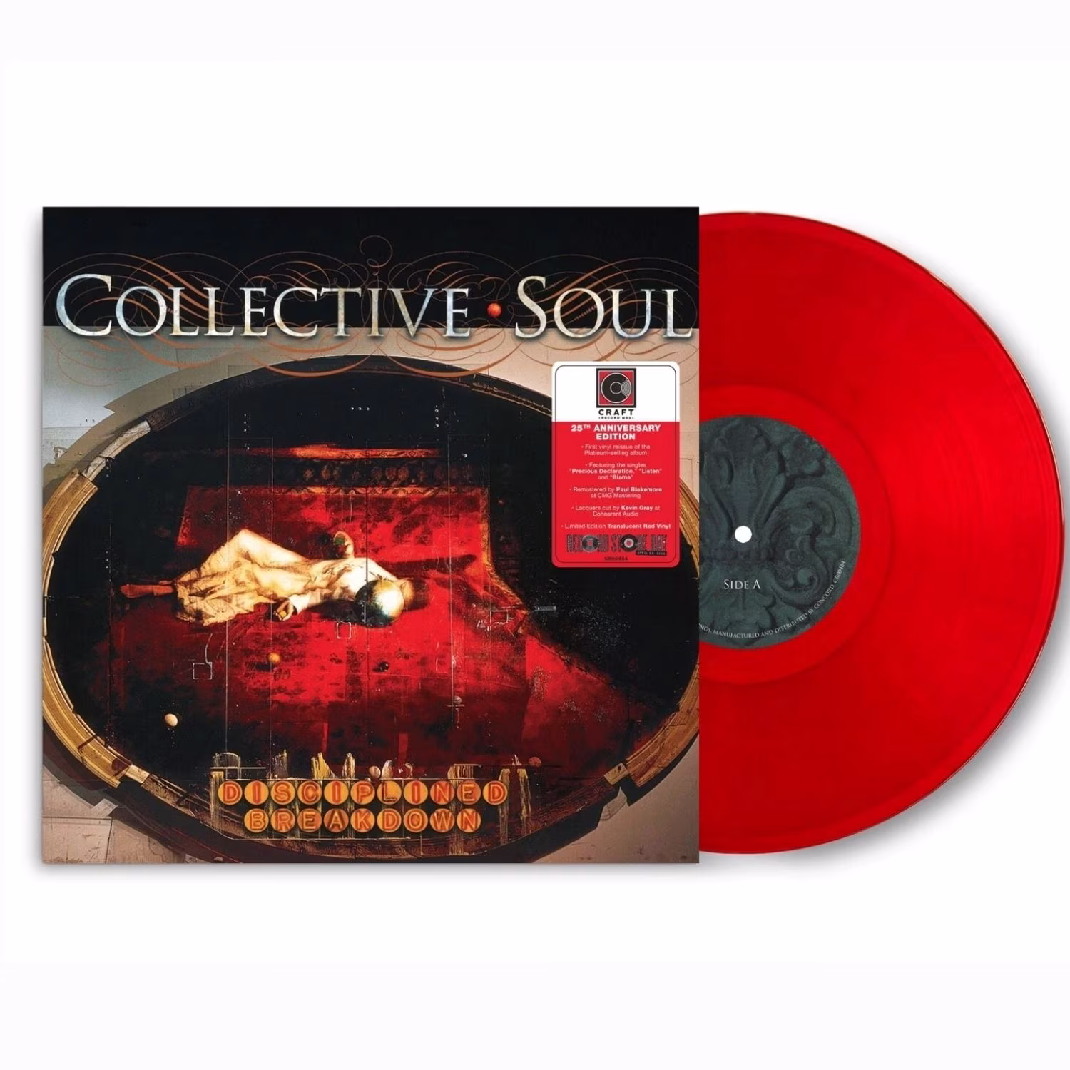 Capa e disco Collective Soul – Disciplined Breakdown (Translucent Red Vinyl) - Imagem 1