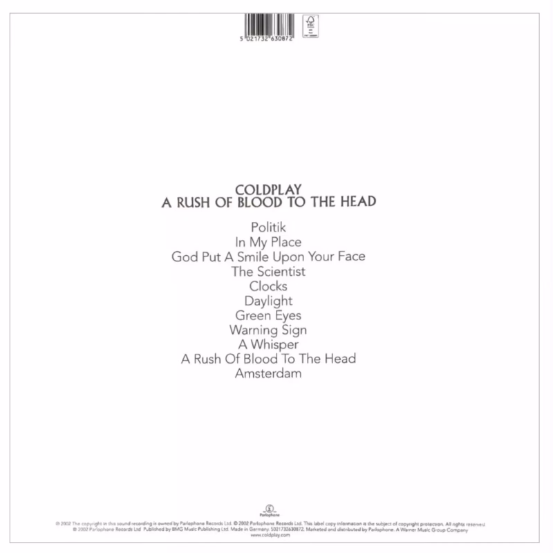 Coldplay – A Rush Of Blood To The Head (Clear EcoRecord Vinyl) - Imagem 2
